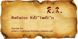 Rafaisz Kálmán névjegykártya
